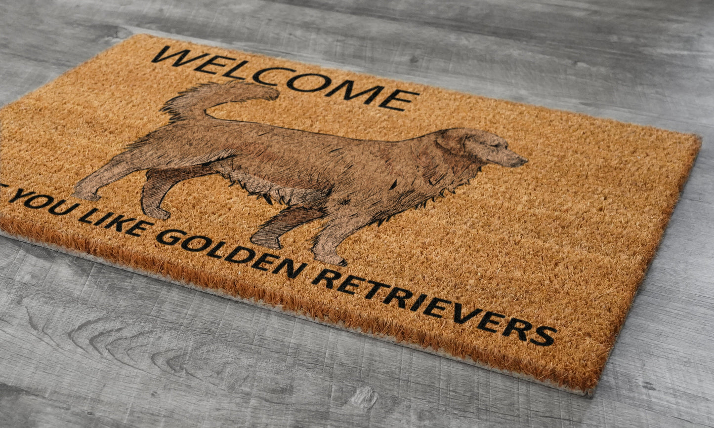The Golden Retriever Coir Door Mat, Welcome Hope You like Golden Retrievers Dog Door Mats, The Golden Retrievers Outdoor Doormat