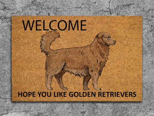 The Golden Retriever Coir Door Mat, Welcome Hope You like Golden Retrievers Dog Door Mats, The Golden Retrievers Outdoor Doormat