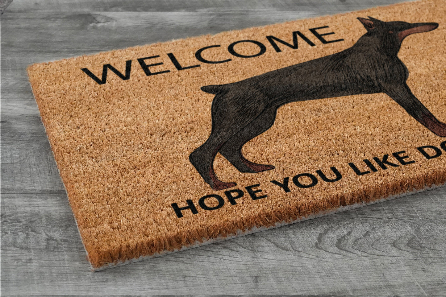The Doberman Coir Door Mat, Welcome Hope You like Dobermans Dog Door Mats, Funny Doberman Outdoor Doormat, Welcome The Doberman Mats