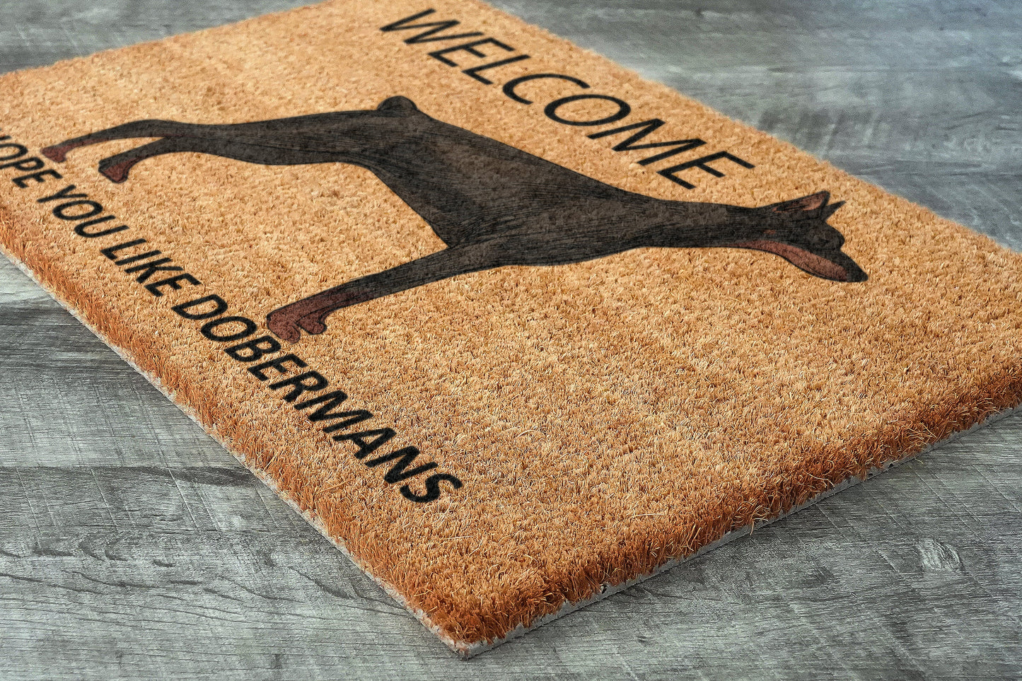 The Doberman Coir Door Mat, Welcome Hope You like Dobermans Dog Door Mats, Funny Doberman Outdoor Doormat, Welcome The Doberman Mats