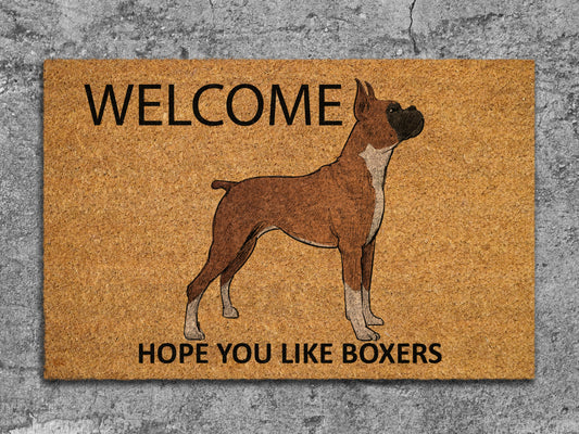 Welcome Hope You Like Boxer Doormat, Welcome Boxers Door Mat, Boxer Doormats, Welcome Funny Doormats, Boxer Welcome Mats, Dog Breed Mats
