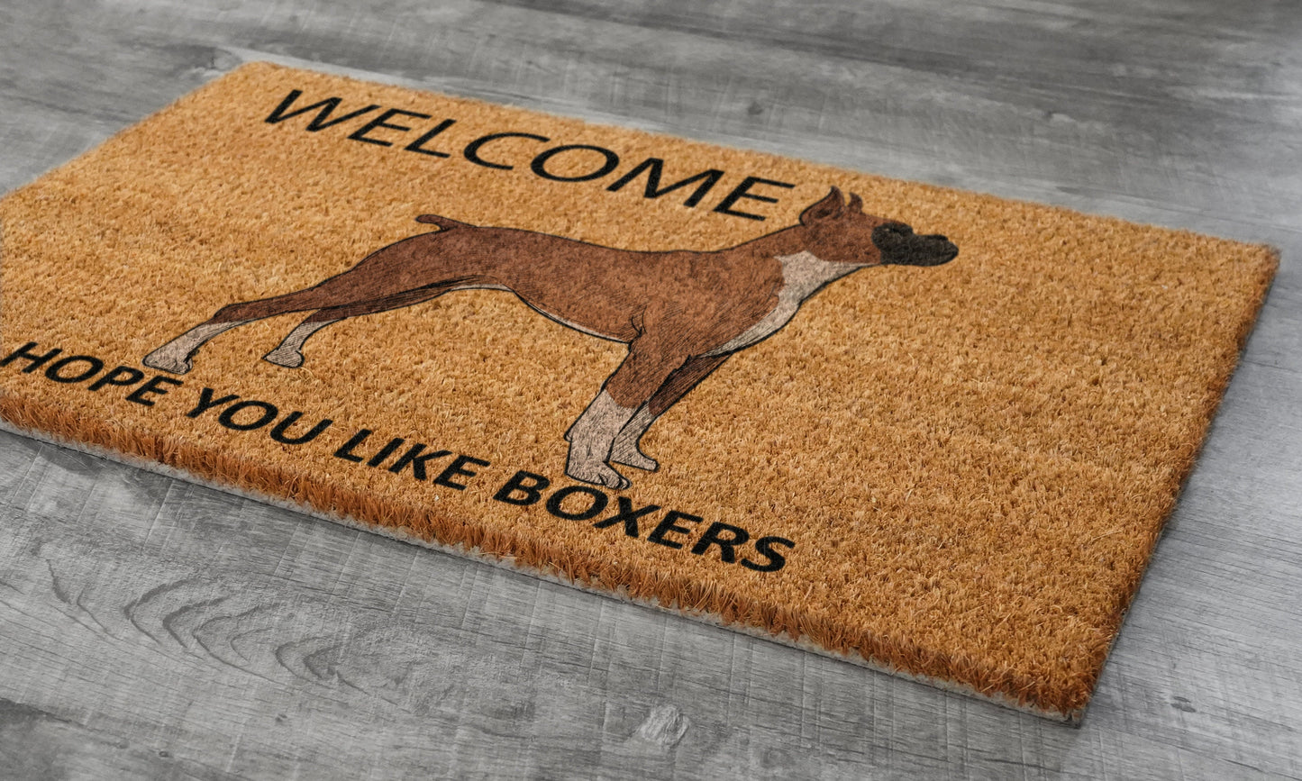 Welcome Hope You Like Boxer Doormat, Welcome Boxers Door Mat, Boxer Doormats, Welcome Funny Doormats, Boxer Welcome Mats, Dog Breed Mats