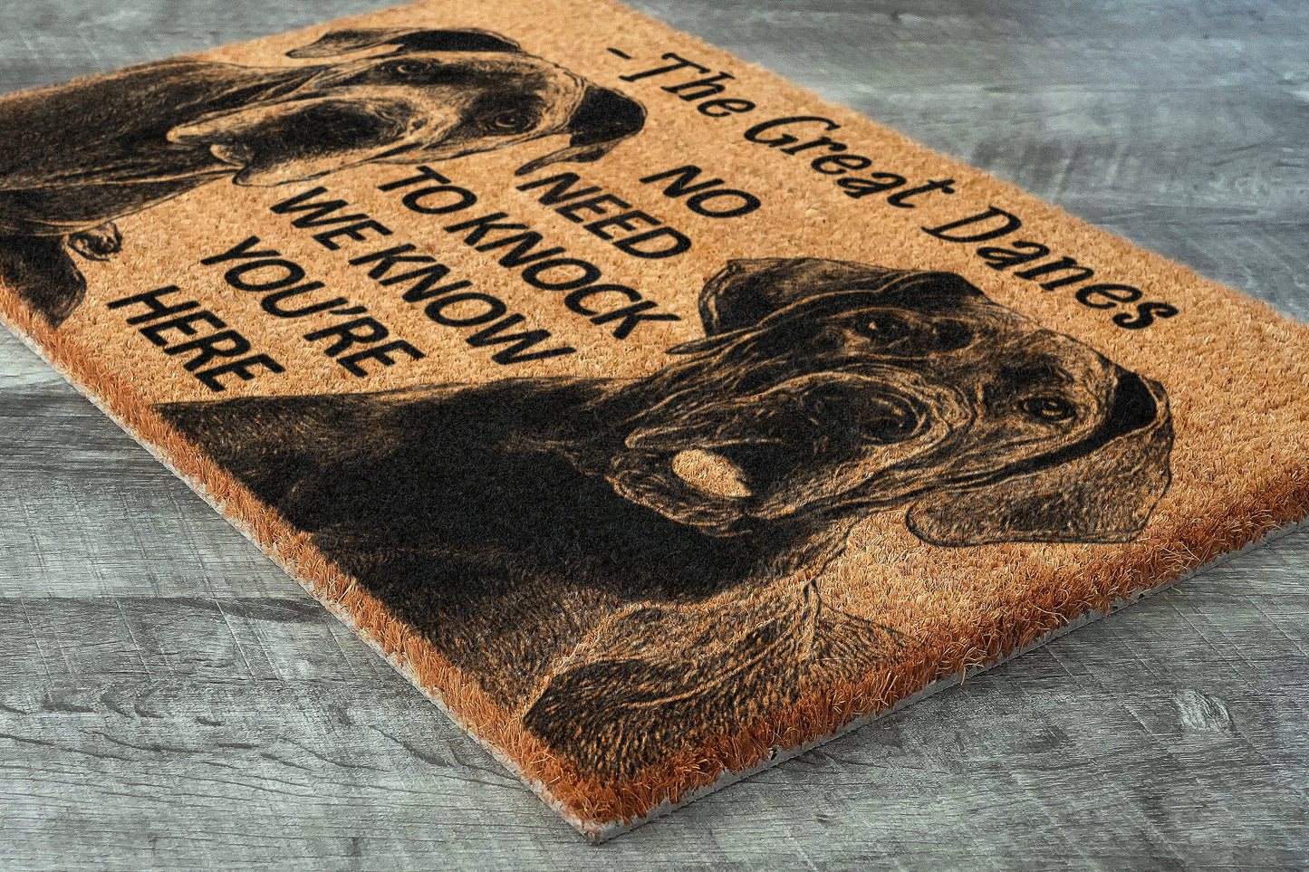 Great Danes Door Mat, Great Dane We Know You ARE HERE, No Need to Knock Great Danes Coir Door Mats, Great Danes Outdoor Coir Mat