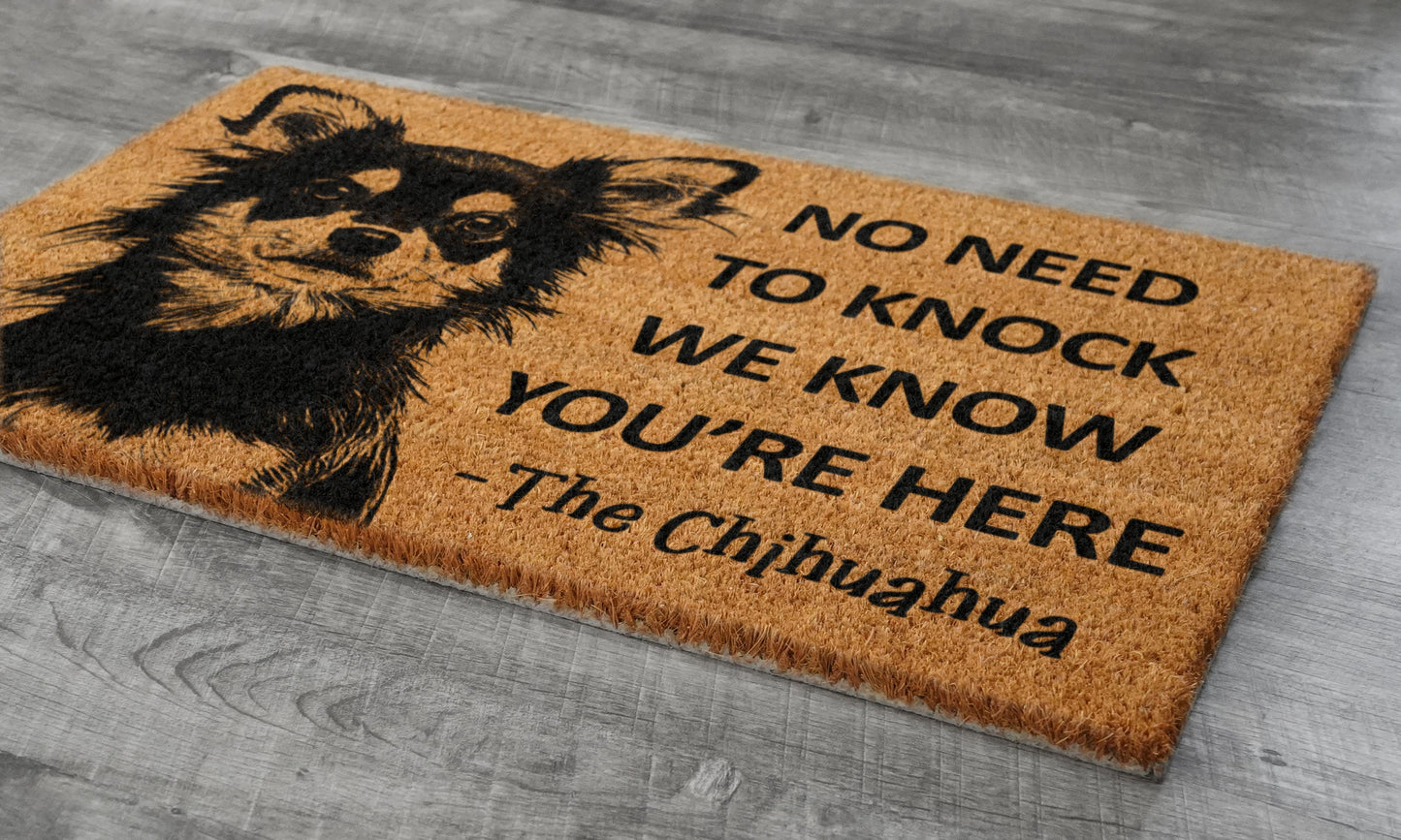 Welcome Chihuahuas Doormat, No Need to Knock Chihuahua Door Mat, Chihuahuas Doormat, Welcome Chihuahua Doormats, Welcome Dog Breed Mats