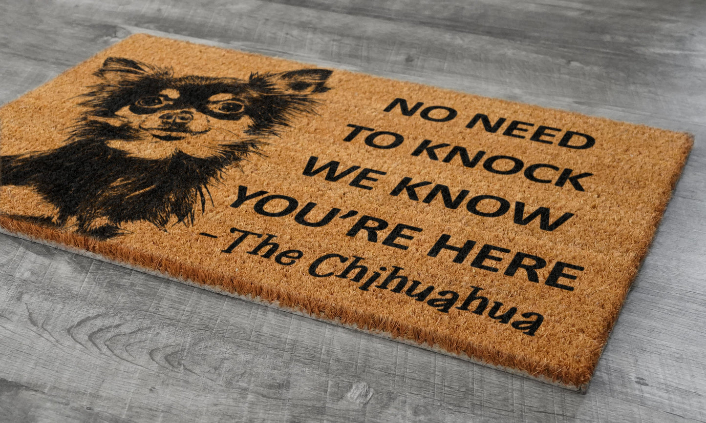 Welcome Chihuahuas Doormat, Chihuahuas Door Mat, No Need to Knock Chihuahua Doormat, Welcome Chihuahua Doormats, Welcome Dog Breed Mat