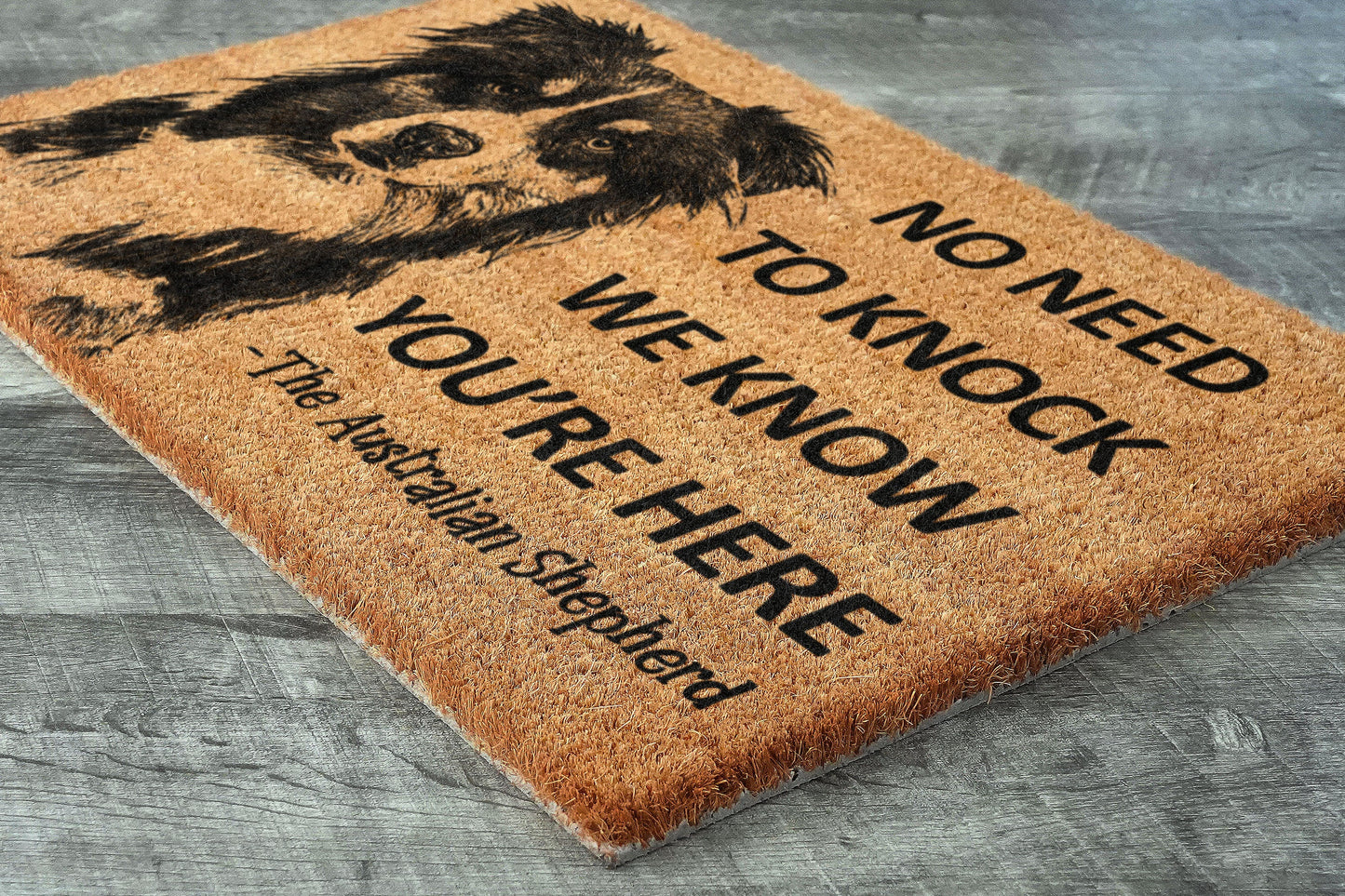 Australian Shepherd Doormat, Australian Shepherd Door Mat, No Need to Knock Australian Shepherd Doormat, Welcome Dog Breed Mat Shepherd