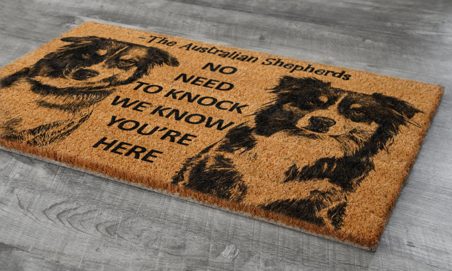 Australian Shepherds Doormat, Australian Shepherds Door Mat, No Need to Knock Australian Shepherd Doormat, Welcome Dog Breed Mat Shepherds