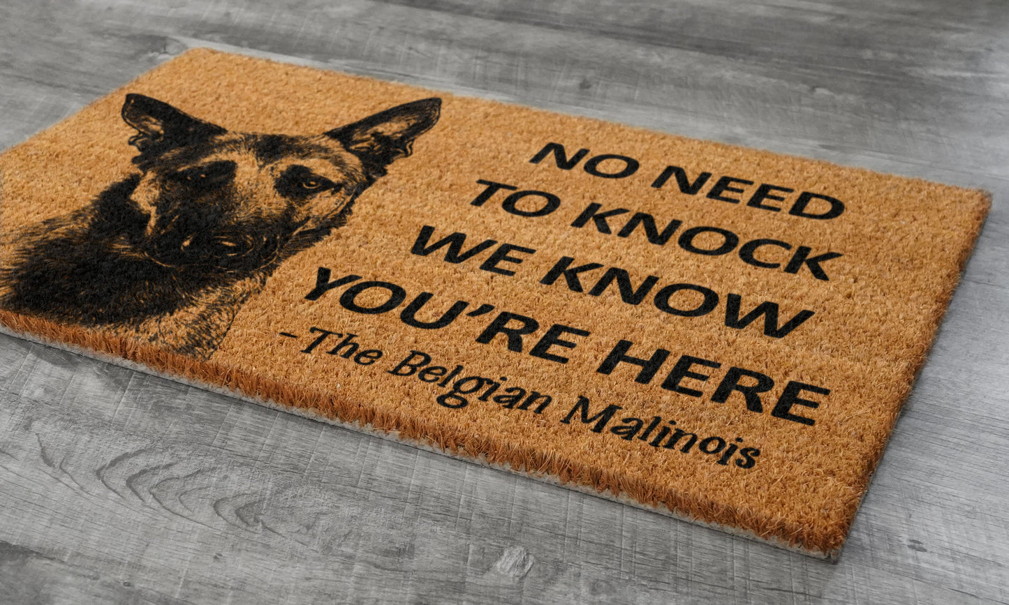 Belgian Malinois Doormat, Belgian Shepherd Mat, No Need to Knock Belgian Malinois Shepherd Doormat, Welcome Dog Breed Mat Belgian Shepherd