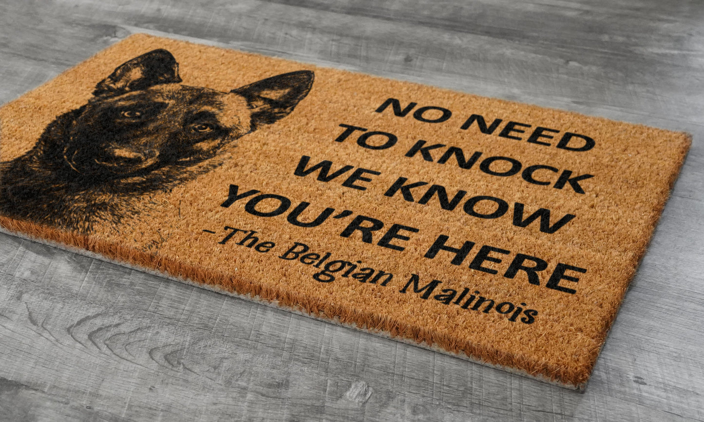Belgian Malinois Doormat, Belgian Shepherd Mat, No Need to Knock Belgian Malinois Shepherd Doormat, Welcome Dog Breed Mat Belgian Malinois