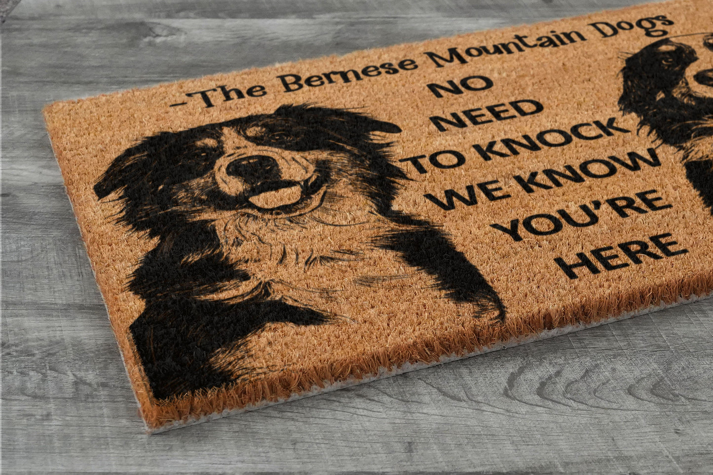 Bernese Mountain Dogs Doormat, Bernese Mountain Dogs Mats, No Need to Knock Bernese Mountain Dogs Doormat, Welcome Dog Breed Mat