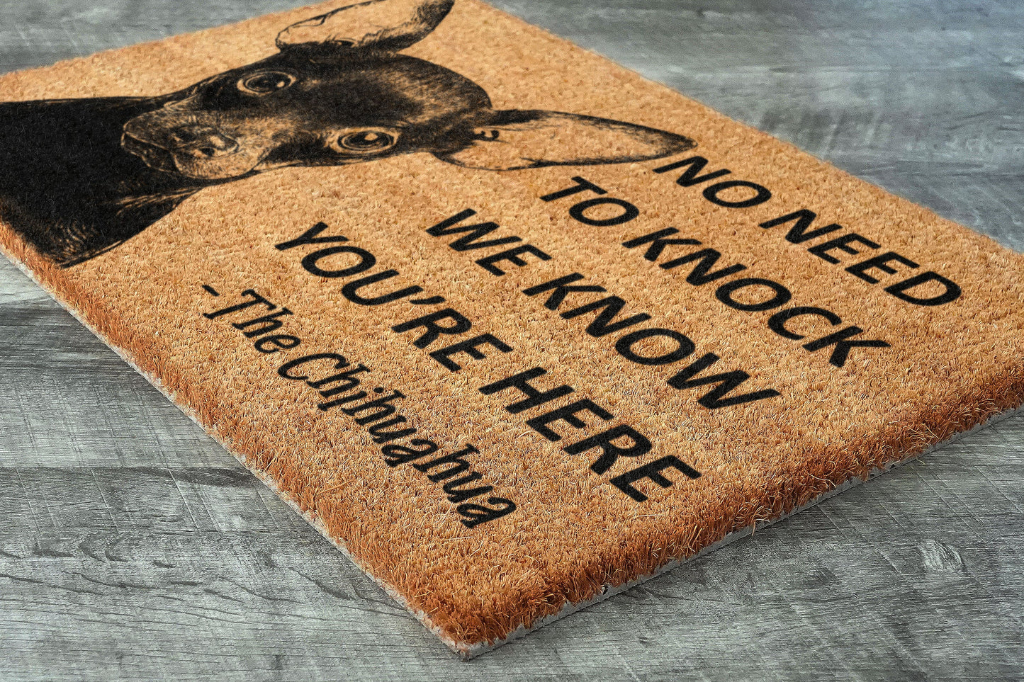 Welcome Chihuahua Doormat, No Need to Knock Chihuahua Door Mat, Chihuahuas Doormat, Welcome Chihuahuas Doormats, Welcome Dog Breed Mats