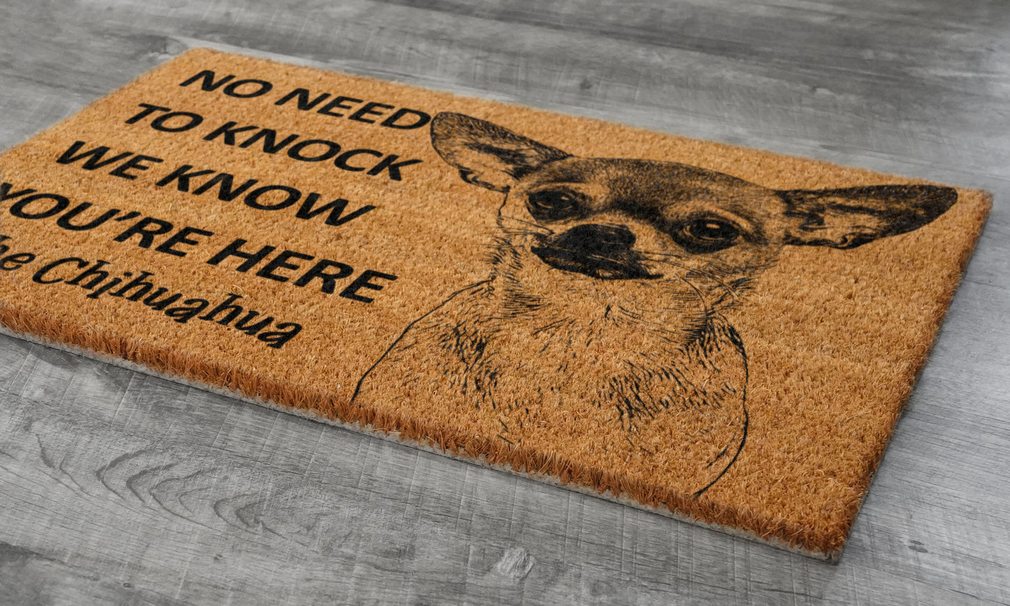 Welcome Chihuahuas Doormat, Chihuahuas Door Mat, No Need to Knock Chihuahua Doormat, Welcome Chihuahua Doormats, Welcome Dog Breed Mat