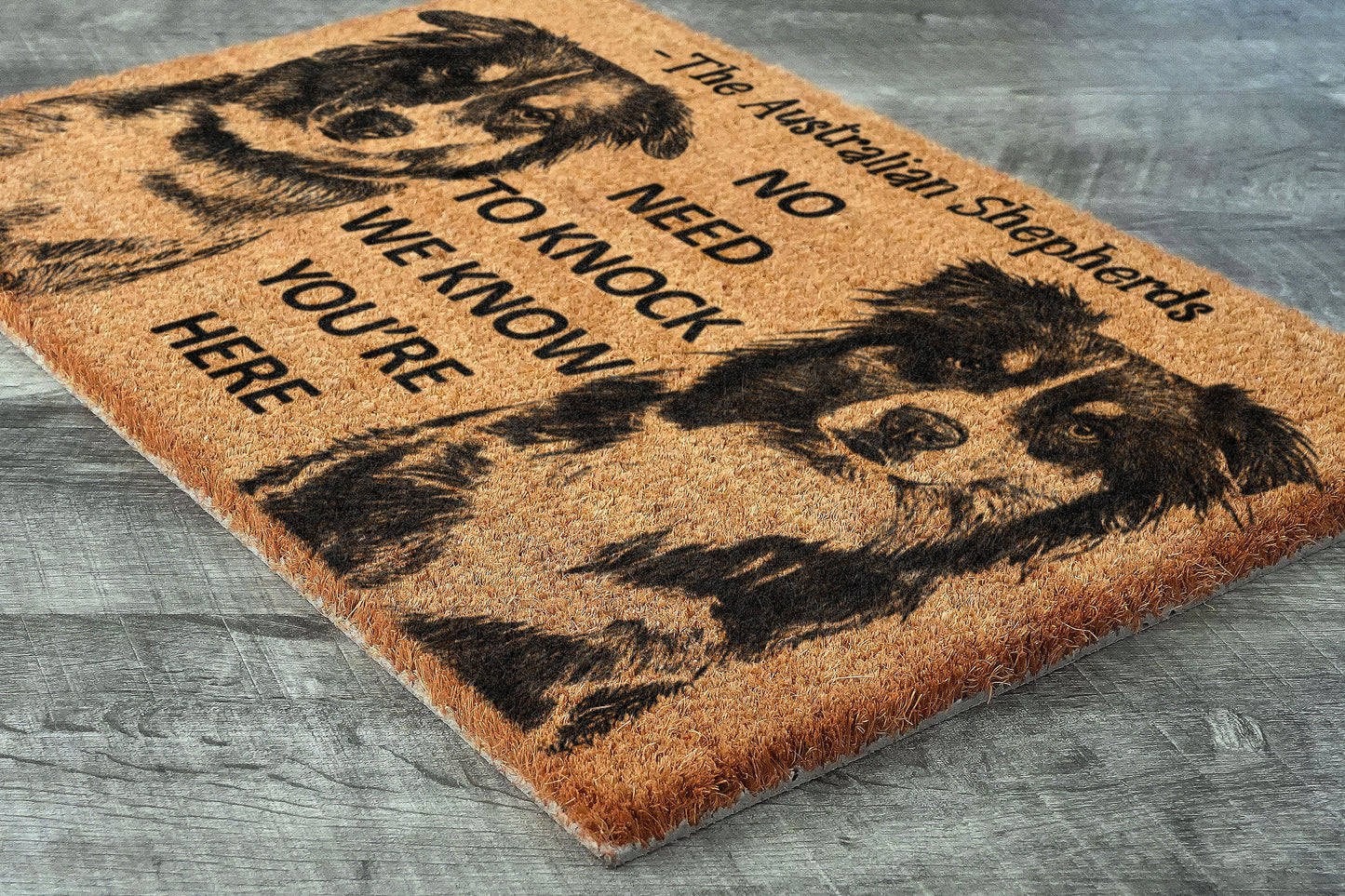 Australian Shepherds Doormat, Australian Shepherds Door Mat, No Need to Knock Australian Shepherd Doormat, Welcome Dog Breed Mat Shepherds