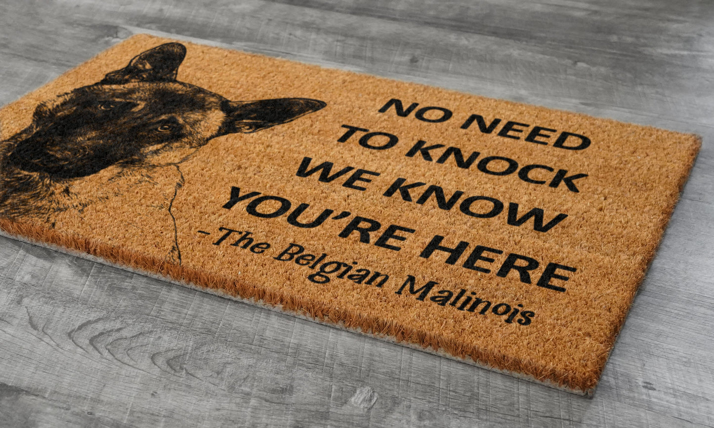 Belgian Malinois Doormat, Belgian Malinois Mat, No Need to Knock Belgian Malinois Shepherd Doormat, Welcome Dog Breed Mat Belgian Shepherd