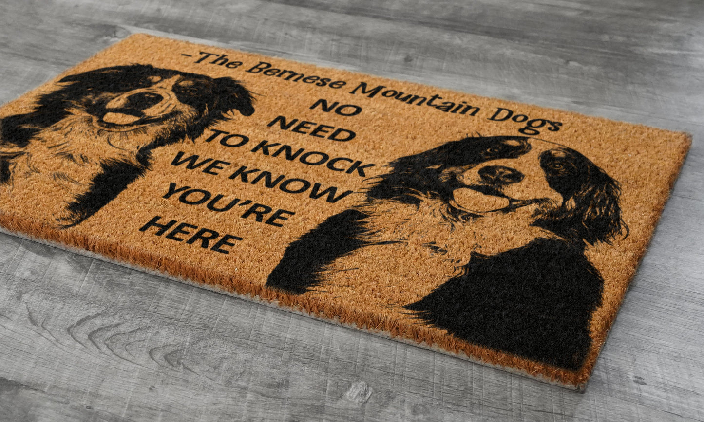 Bernese Mountain Dogs Doormat, Bernese Mountain Dogs Mats, No Need to Knock Bernese Mountain Dogs Doormat, Welcome Dog Breed Mat