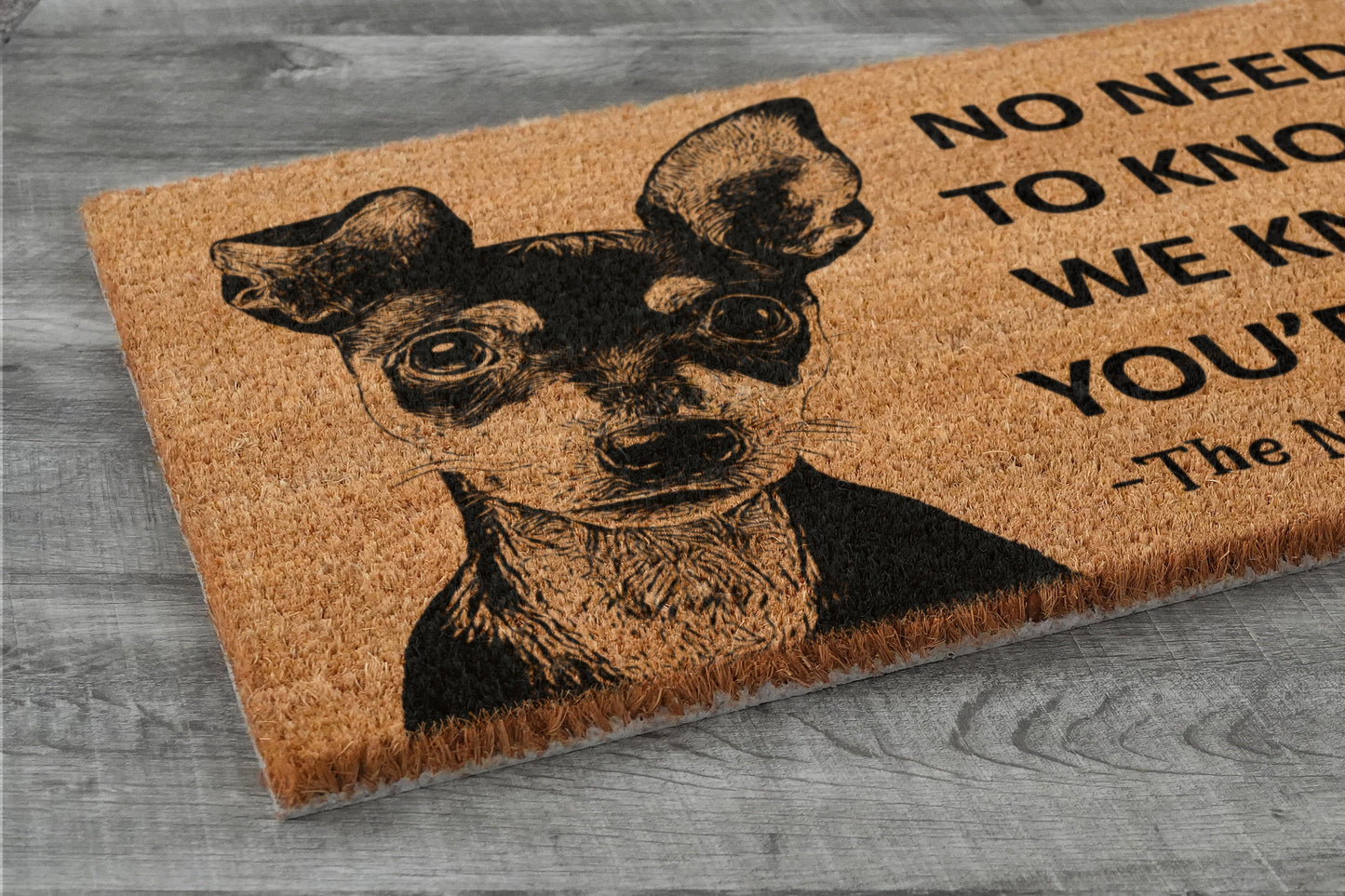 Welcome Miniature Pinscher Doormat, Door Mat, No Need to Knock Doormat, Welcome Doormats, Welcome Dog Breed Mats