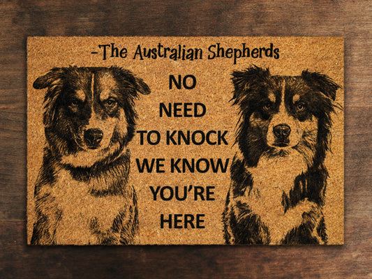 Australian Shepherds Doormat, Australian Shepherds Door Mat, No Need to Knock Australian Shepherd Doormat, Welcome Dog Breed Mat Shepherds