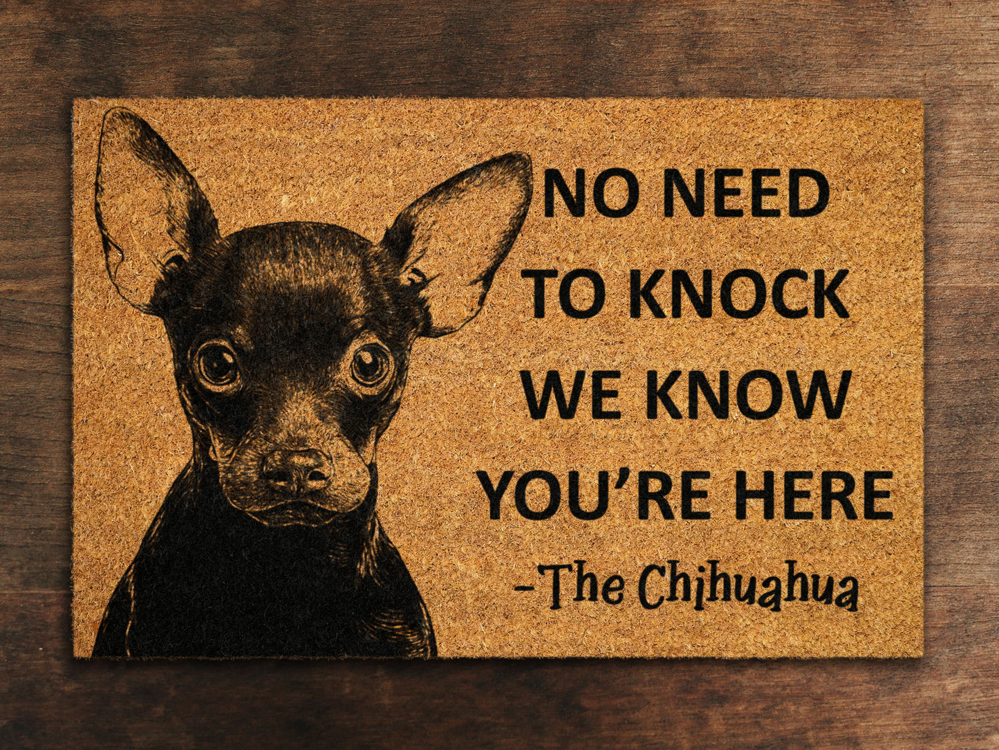 Welcome Chihuahua Doormat, No Need to Knock Chihuahua Door Mat, Chihuahuas Doormat, Welcome Chihuahuas Doormats, Welcome Dog Breed Mats