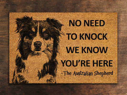 Australian Shepherd Doormat, Australian Shepherd Door Mat, No Need to Knock Australian Shepherd Doormat, Welcome Dog Breed Mat Shepherd
