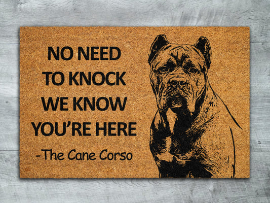 Cane Corso Door Mat, Cane Corso We Know You ARE Here Door Mats, Funny Doormat, Cane Corso Welcome Mats