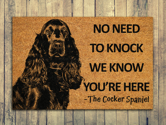 Spaniel Door Mat, The Cocker Spaniel We Know You ARE Here Spring Door Mats, Cocker Spaniel Doormat, Welcome Cocker Spaniel Coir Mats