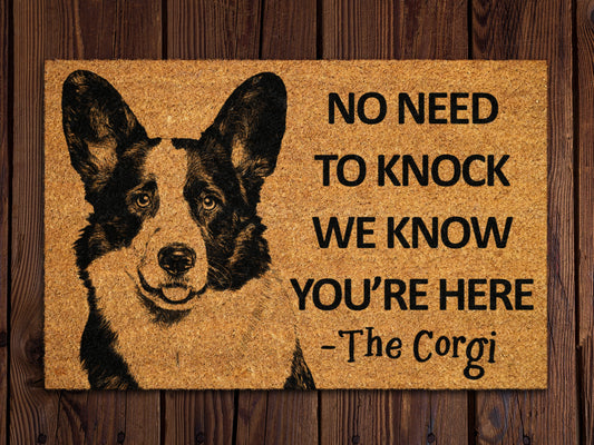 Corgi Door Mat, Corgi We Know You ARE Here Spring Door Mats, Corgis Doormat, Welcome Corgi Outdoor Coir Mats, Corgi, Corgi Door Mat