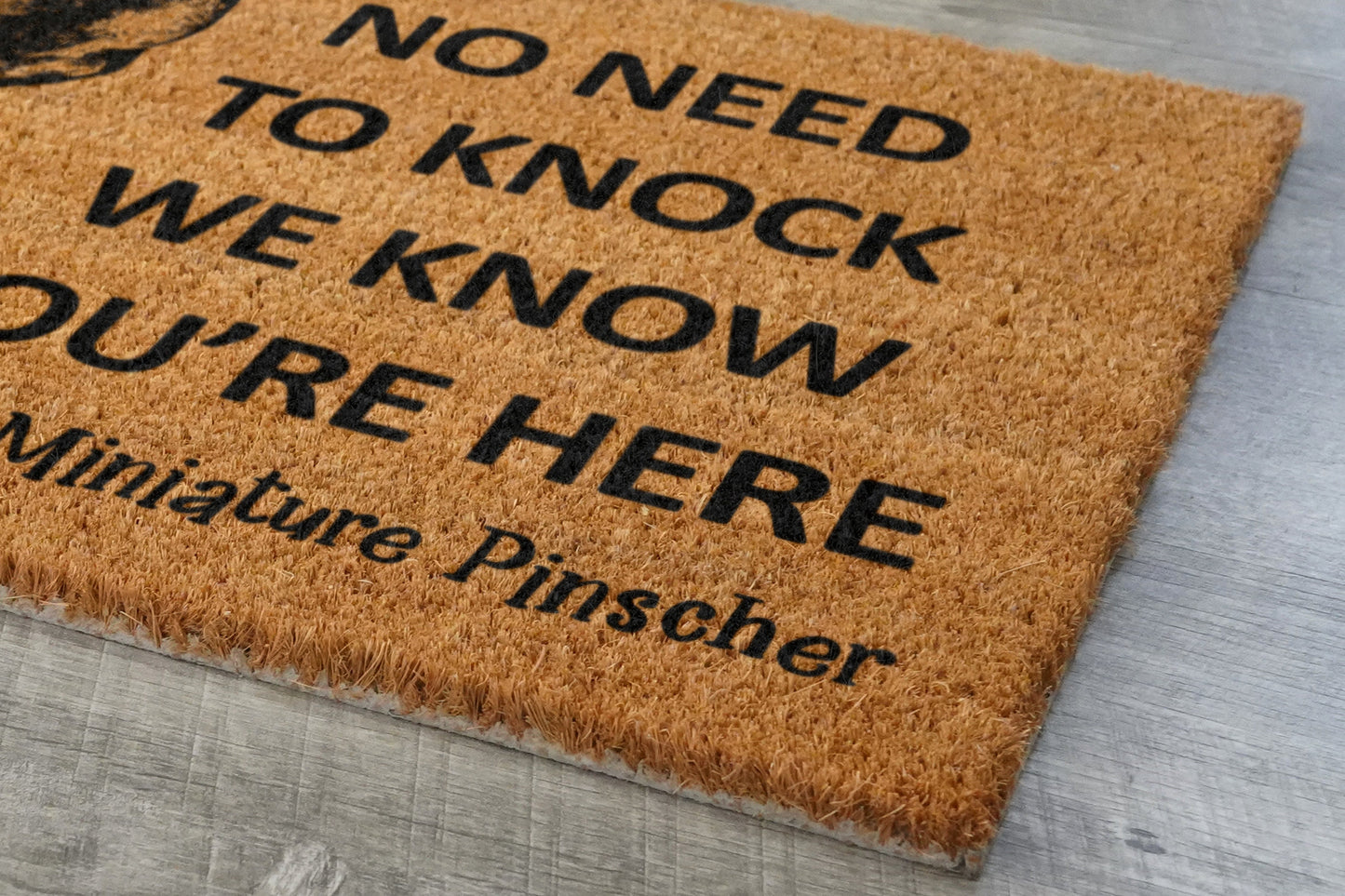 Welcome Miniature Pinscher Doormat, Door Mat, No Need to Knock Doormat, Welcome Doormats, Welcome Dog Breed Mats