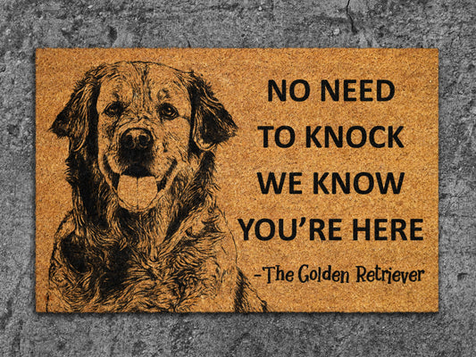 The Golden Retriever Coir Door Mat, We Know You ARE Here The Golden Retriever Dog Door Mats, Funny The Golden Retrievers Outdoor Doormat
