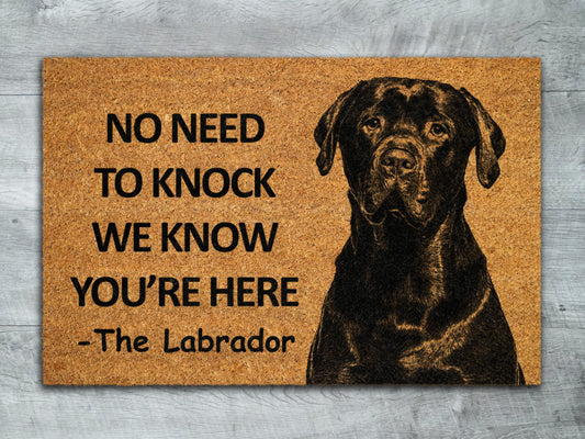 The Labrador Door Mat, Chocolate Labrador We Know You ARE Here Rottweiler Dogs Door Mats, Funny Labrador Doormat, Welcome Mats