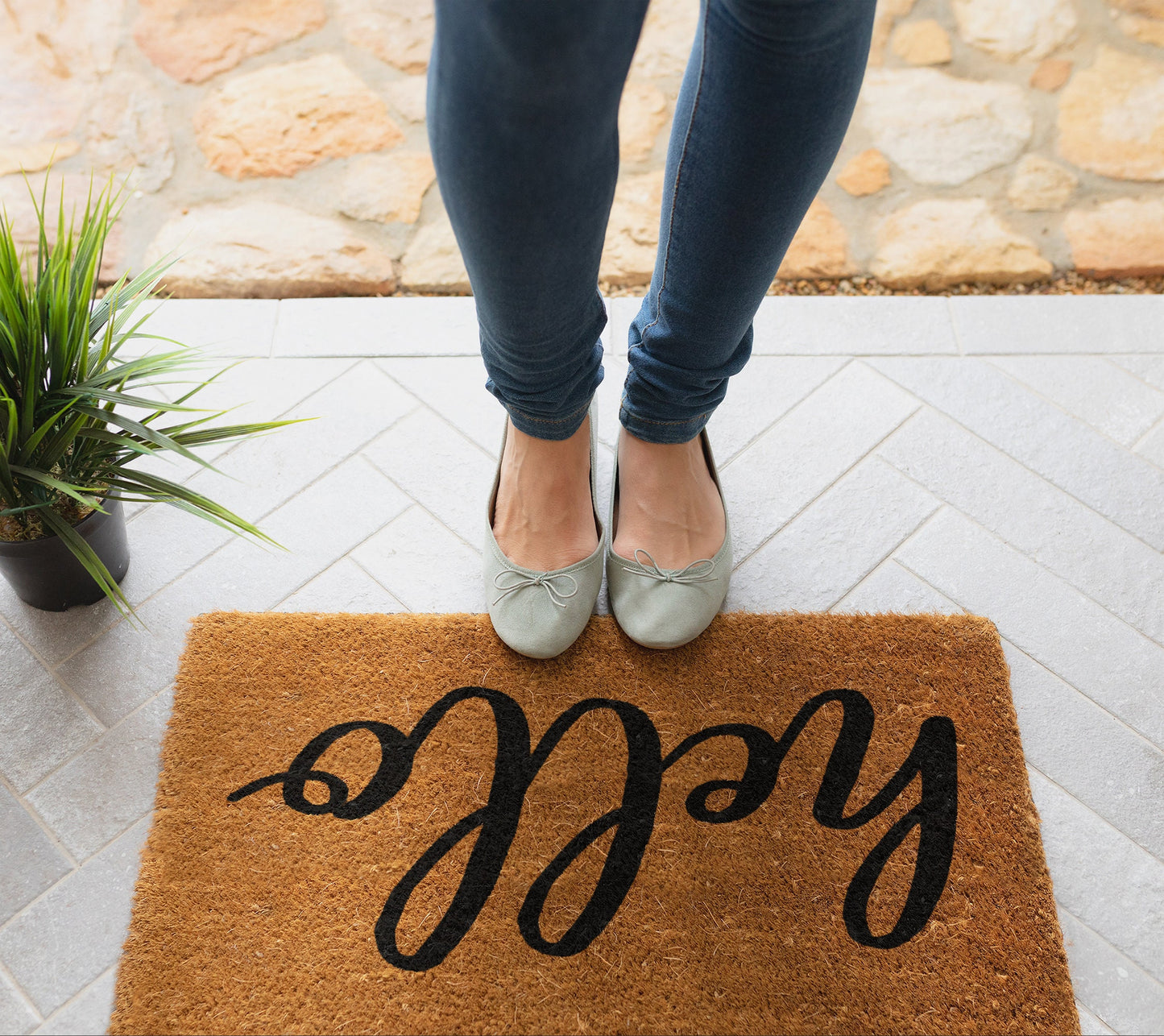 Hello Doormat, Hello Welcome Doormat, Hello Coir Mat, Personalized Doormats, Home Decor Hello Mat, Gift Door Mats,