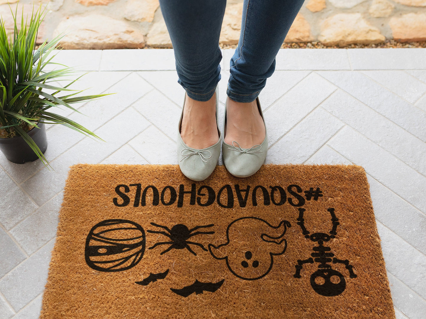 Halloween Squad Ghouls Funny Doormat, Coir Door Mat, Welcome Witches Mat, Front Door Mat, Outdoor Mats, Funny Doormat, Fall Welcome Coir Mat