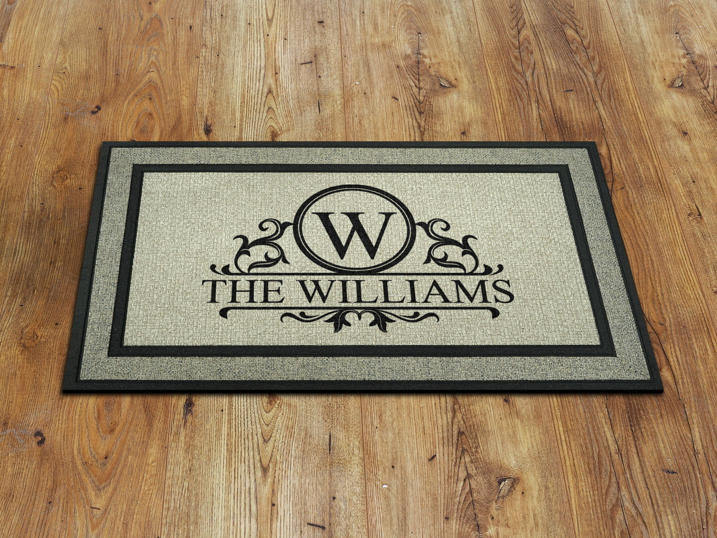 Personalize Family Name and Monogram Doormat, Customize Family Initial Door Mat, Family Name Monogram  Doormat Rubber Mat, Welcome Mats