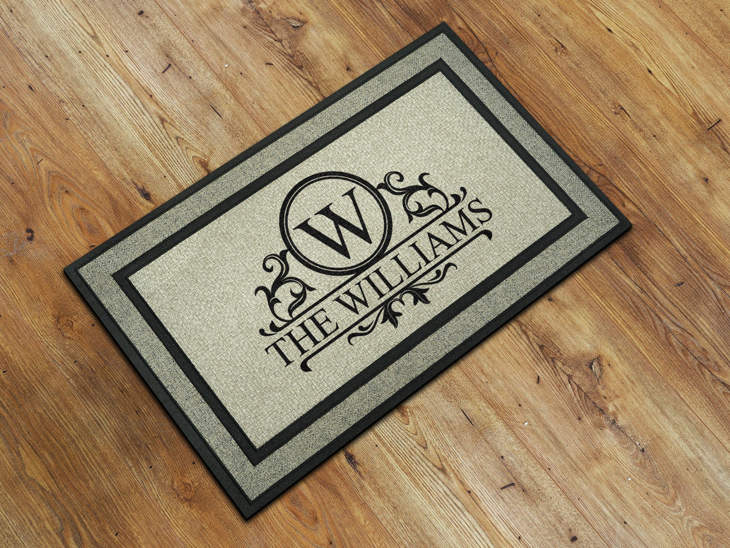 Personalize Family Name and Monogram Doormat, Customize Family Initial Door Mat, Family Name Monogram  Doormat Rubber Mat, Welcome Mats