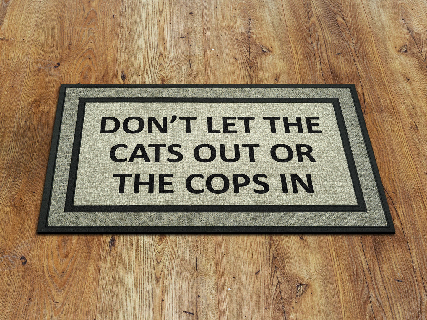 Cats and Cops  Doormat, Funny  Door Mat, Dont Let the Cats Out or The Cops in Doormat, Funny Rubber Mat, Funny Doormat, Welcome Mats