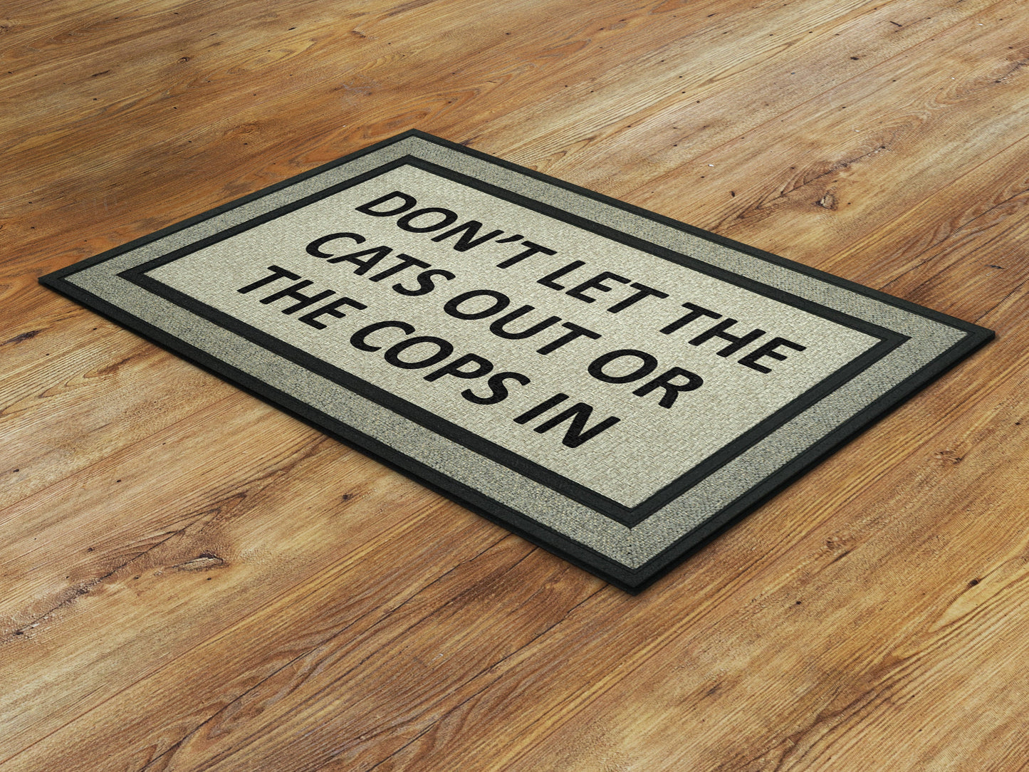 Cats and Cops  Doormat, Funny  Door Mat, Dont Let the Cats Out or The Cops in Doormat, Funny Rubber Mat, Funny Doormat, Welcome Mats