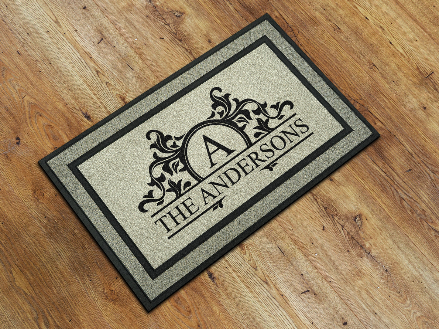 Personalize Family Name and Monogram Doormat, Customize Family Initial Door Mat, Family Name Monogram Rubber Doormat, Welcome Mats