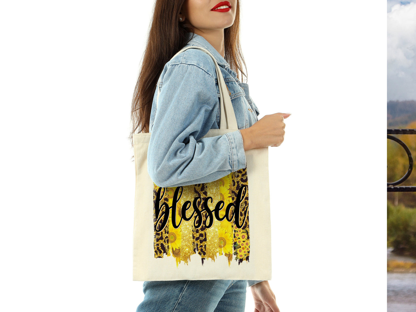 Blessed Cotton Canvas Tote Bag Spring Sunflower Cotton Canvas Tote Bags