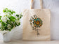 Spring Sunflower and Butterfly Cotton Canvas Tote Bag Spring Butterflies Cotton Canvas Tote Bags