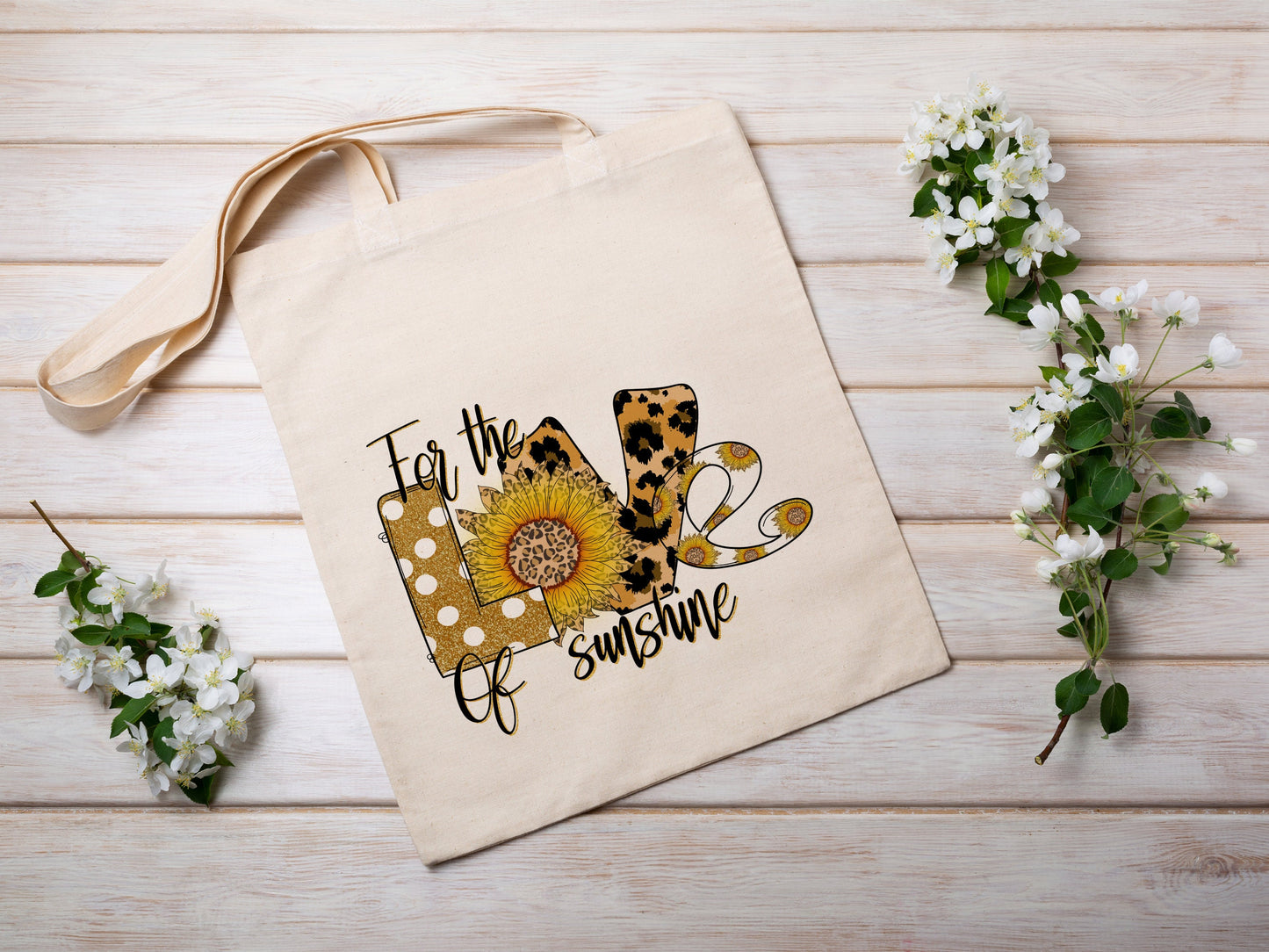 Love Sunflower Cotton Canvas Tote Bag Love Spring Cotton Canvas Tote Bags