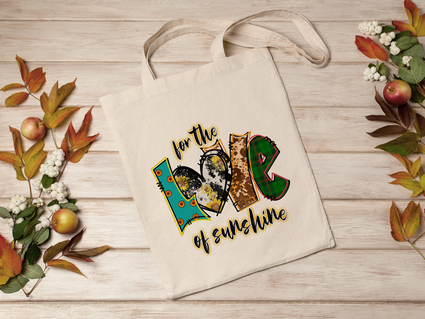 Love of Sunshine Cotton Canvas Tote Bag Love Spring Cotton Canvas Tote Bags
