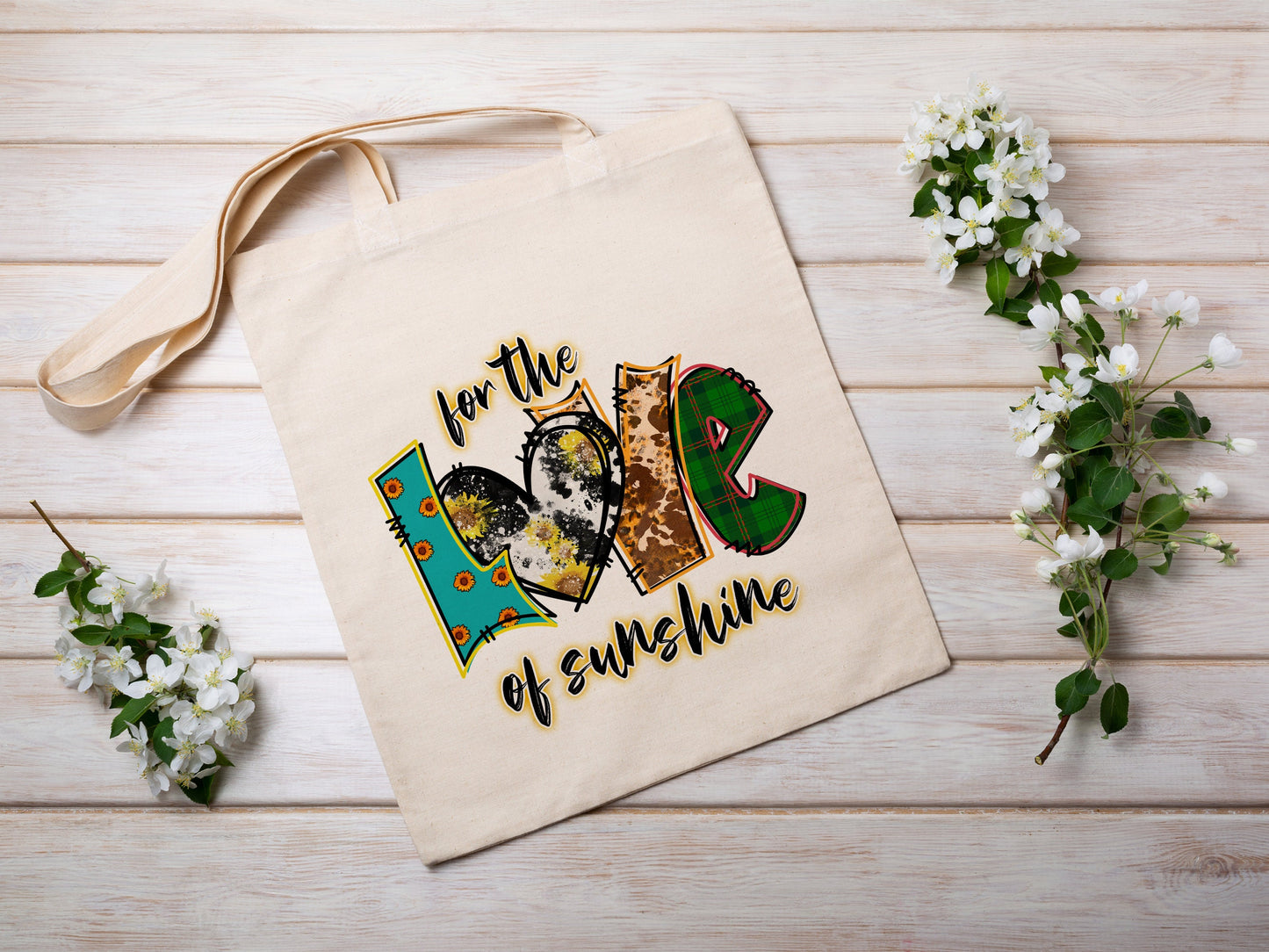 Love of Sunshine Cotton Canvas Tote Bag Love Spring Cotton Canvas Tote Bags