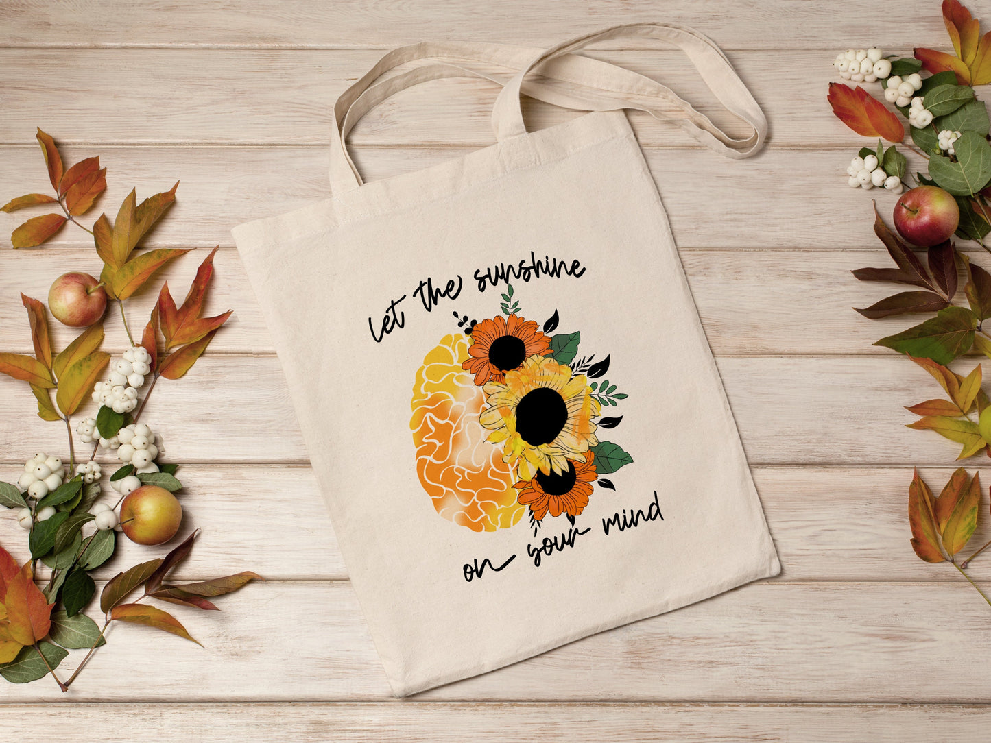 Let The Sunshine on Your Mind Cotton Canvas Tote Bag Be Kind Cotton Canvas Tote Bags
