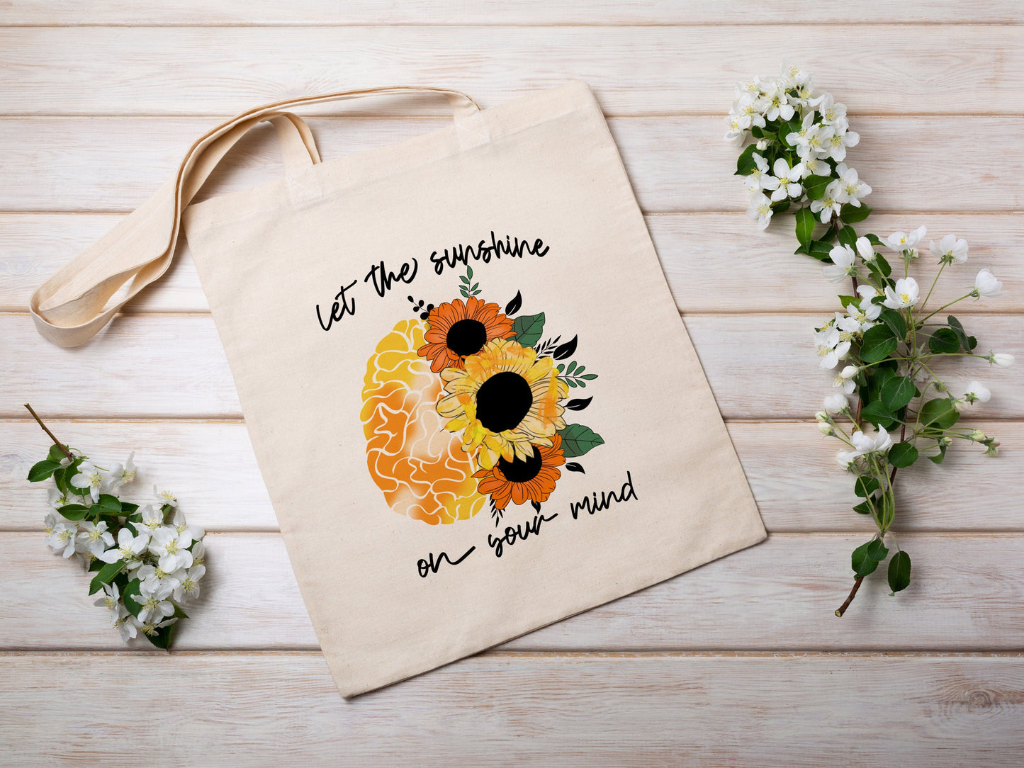 Let The Sunshine on Your Mind Cotton Canvas Tote Bag Be Kind Cotton Canvas Tote Bags