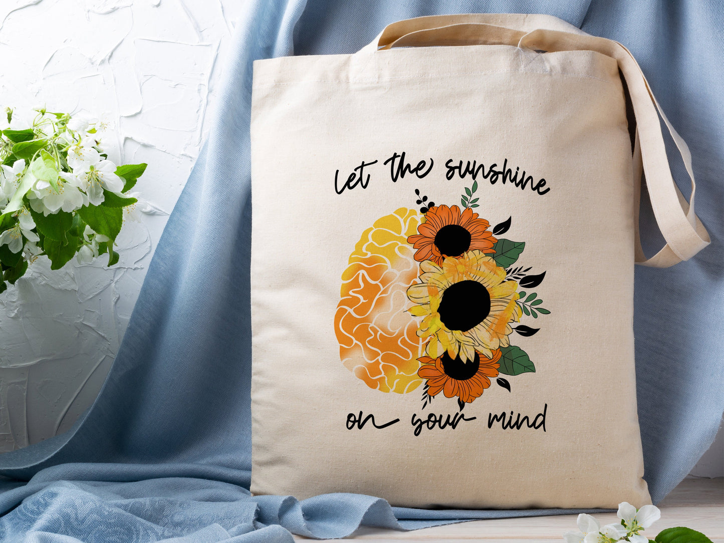 Let The Sunshine on Your Mind Cotton Canvas Tote Bag Be Kind Cotton Canvas Tote Bags