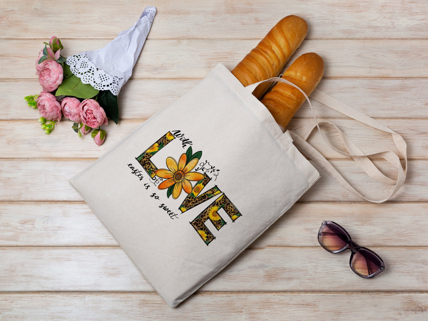 Love of Sunflowers Cotton Canvas Tote Bag Love of Sunflowers Cotton Canvas Tote Bags