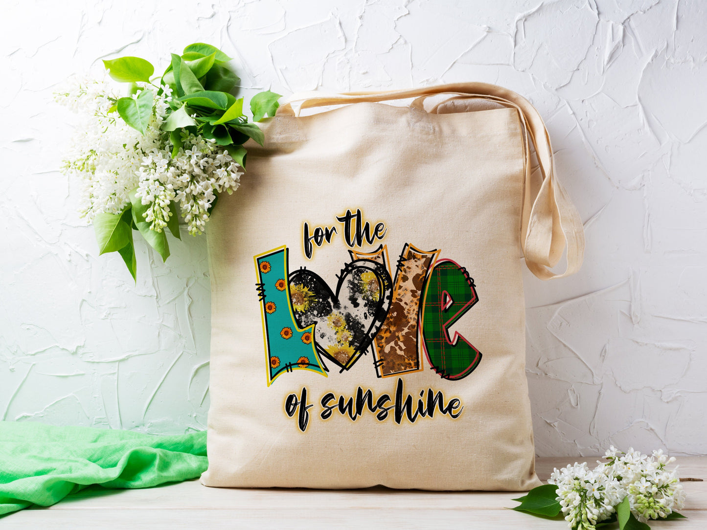 Love of Sunshine Cotton Canvas Tote Bag Love Spring Cotton Canvas Tote Bags
