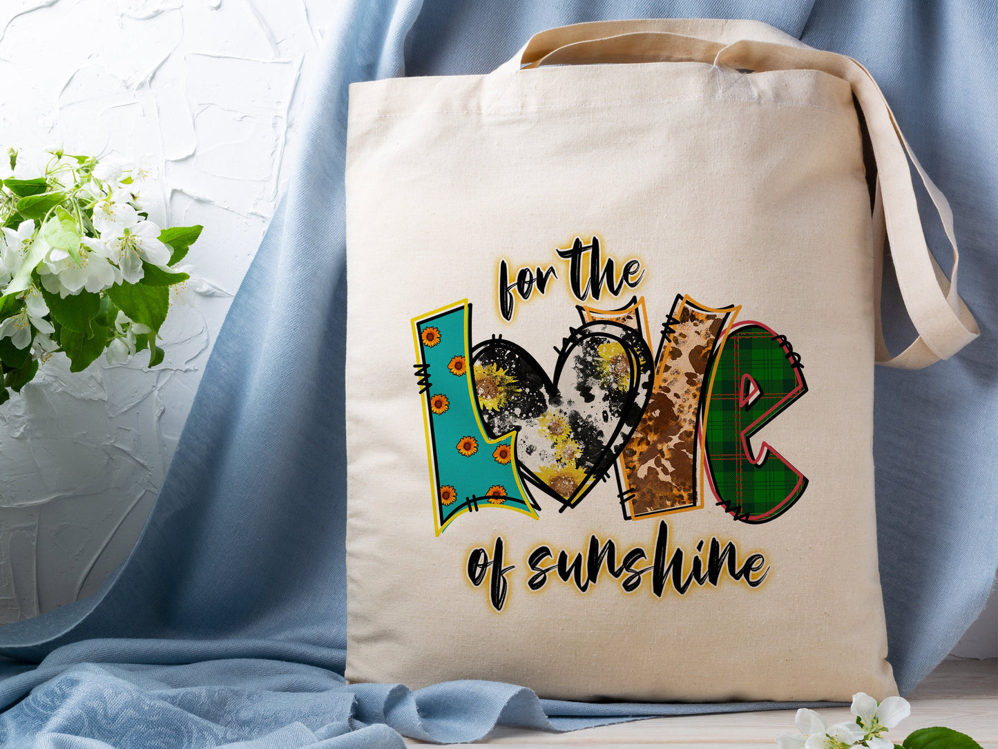 Love of Sunshine Cotton Canvas Tote Bag Love Spring Cotton Canvas Tote Bags