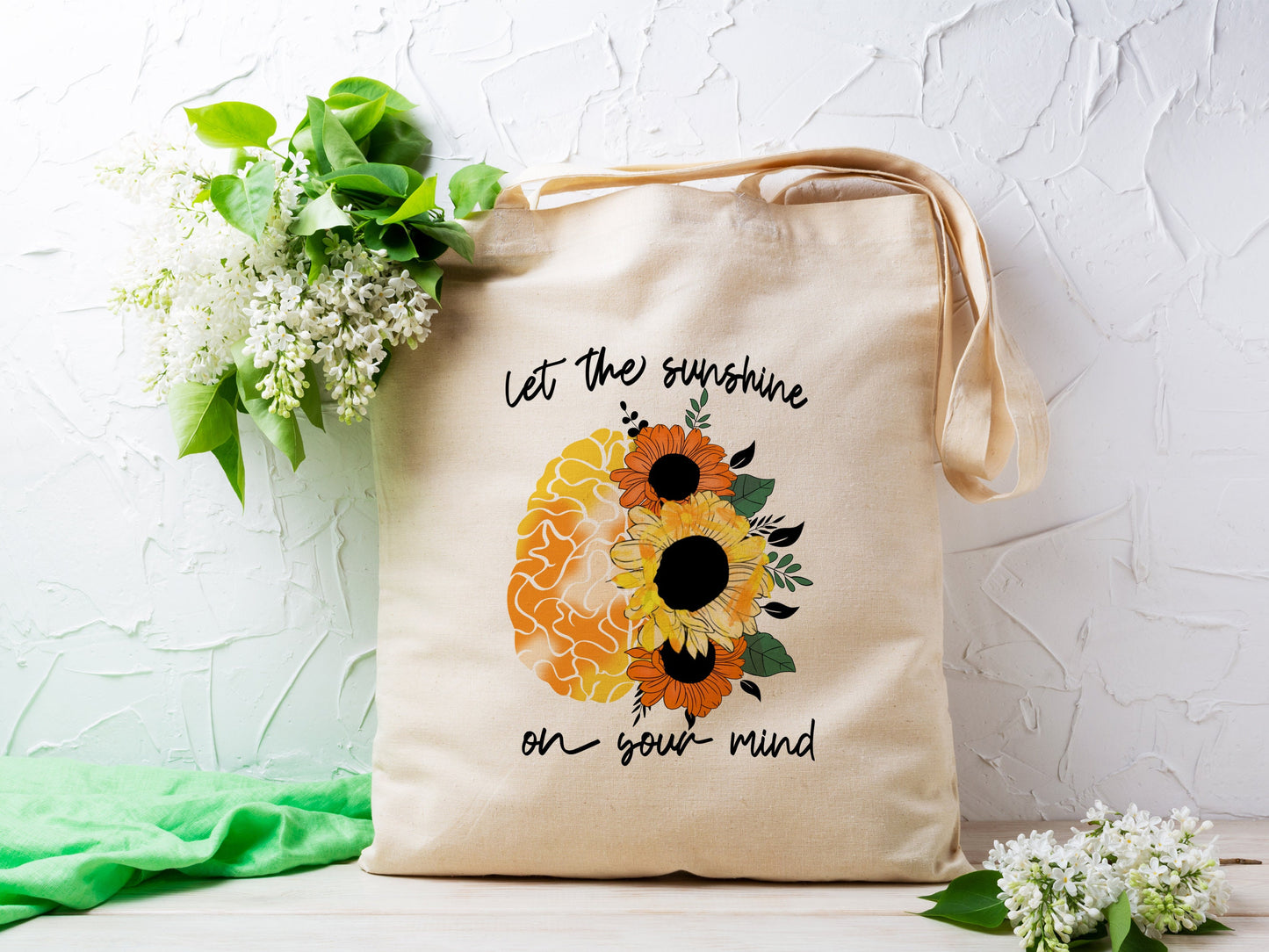 Let The Sunshine on Your Mind Cotton Canvas Tote Bag Be Kind Cotton Canvas Tote Bags