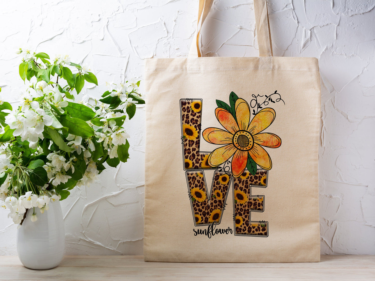 Love of Sunflower Cotton Canvas Tote Bag Love of Sunflower Cotton Canvas Tote Bags