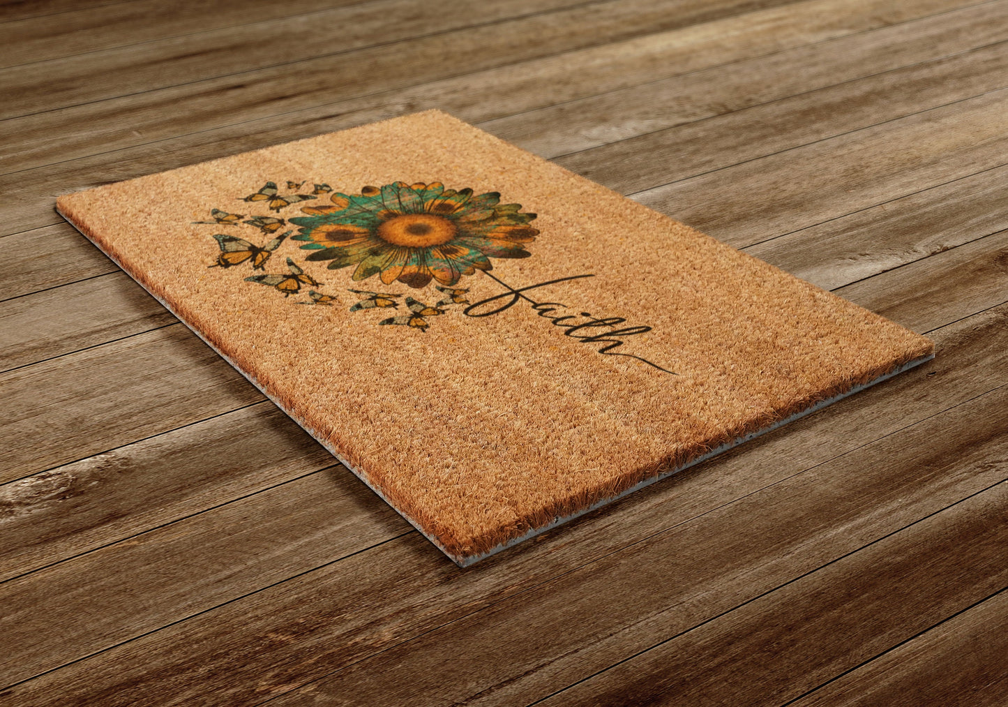 Faith Door Mat,  Spring Door Mats, Farmhouse Doormat, Sunflower and Butterfly Doormats, Funny Doormat, Welcome Mats